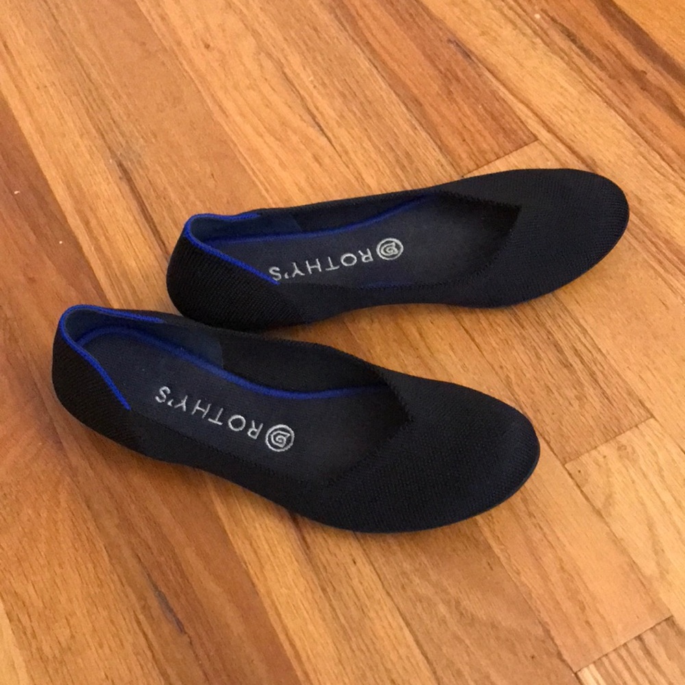 Rothys "The Flat" Round toe black knit flats  sz9